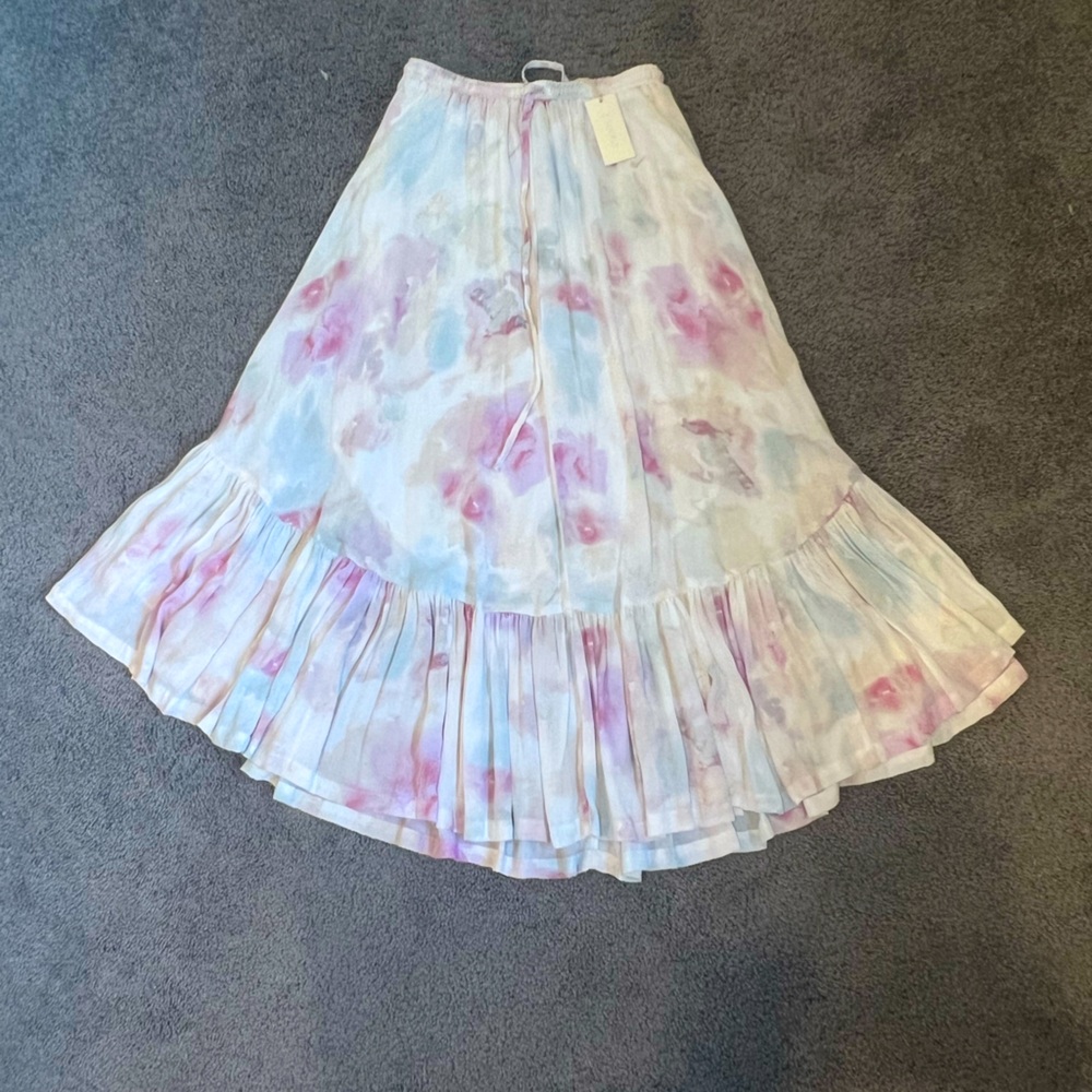 Z Supply Pastel Tie-Dye Midi Skirt in Pink and Blue